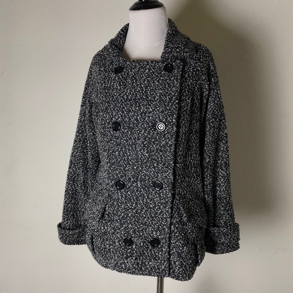 Bouclé Button Front Coat Jacket